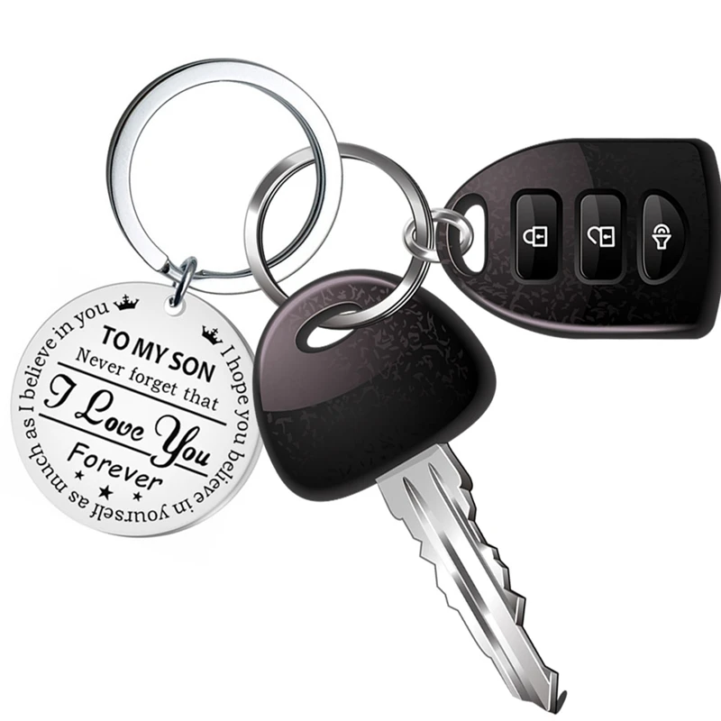 Trendy Stainless Steel Keychain Engraved To My Son Daughter Mom Keyring Key Chains Charm Love Pendant Jewelry Gift | Украшения и