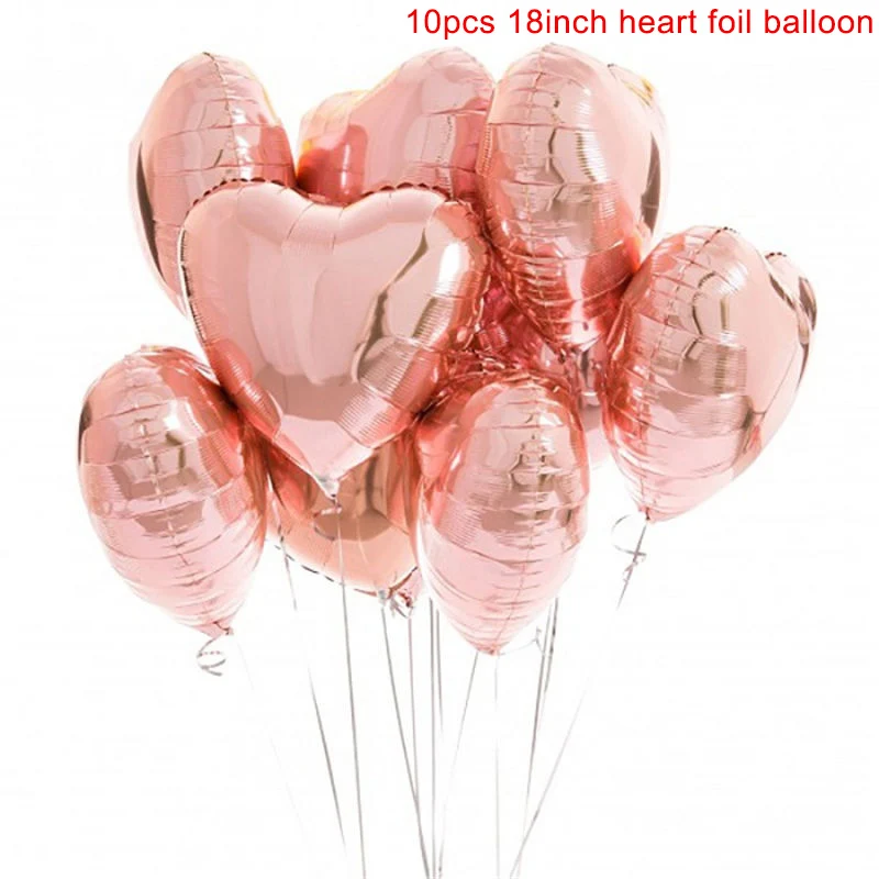 10pcs rose gold 10 шт мульти розовое золото сердце фольгированные шары конфетти латексные воздушные шары для дня рождения вечерние украшения дети взрослые шарики для свадьбы - Цвет: 10pcs rose gold