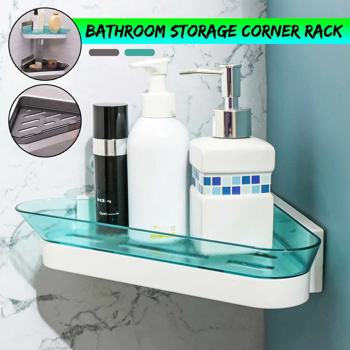 

Traceless Adhesive Triangle Bathroom Shelf Shower Corner Shelf Shampoo Storage Rack Basket Holder Organizer Shower Shelves