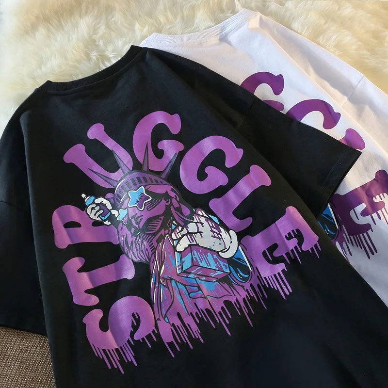 

Футболка женская оверсайз в стиле ретро, уличная одежда с надписью, свободная Городская рубашка в стиле хип-хоп, с коротким рукавом, Y2k, лето ...