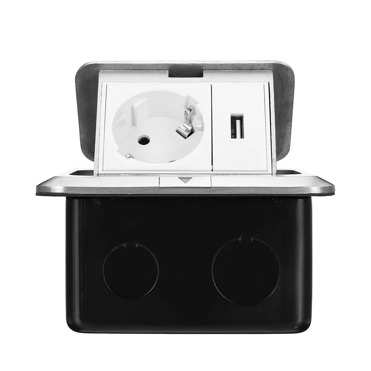 Всплывающее напольное гнездо из алюминиевой серебристой панели 16 А европейский