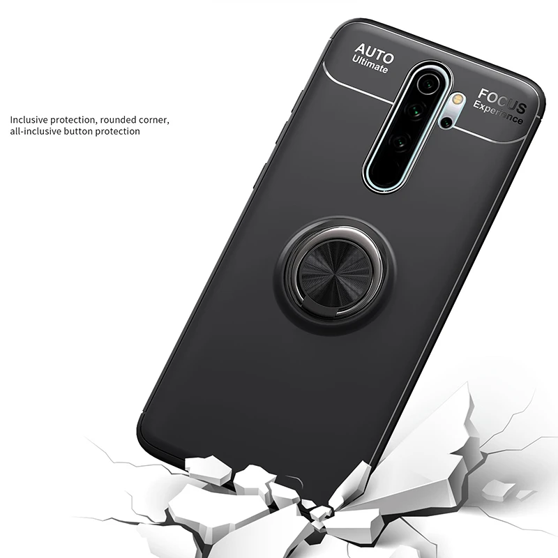MAKAVO для Xiaomi Redmi Note 8 Pro Чехол-держатель с кольцом на палец Матовая Мягкая силиконовая задняя крышка для Xiomi Redmi Note 8 чехол для телефона