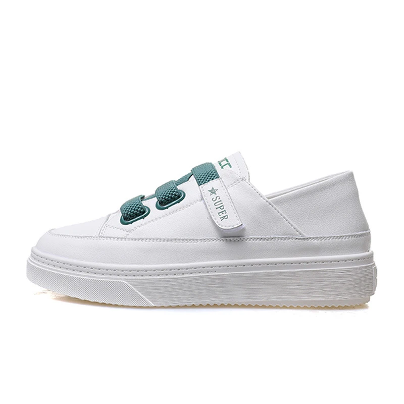 New All-match Leather Ladies Thick-soled Sneakers Summer Fashion Thick-soled Vulcanized Shoes Ladies White Shoes Flat Shoes