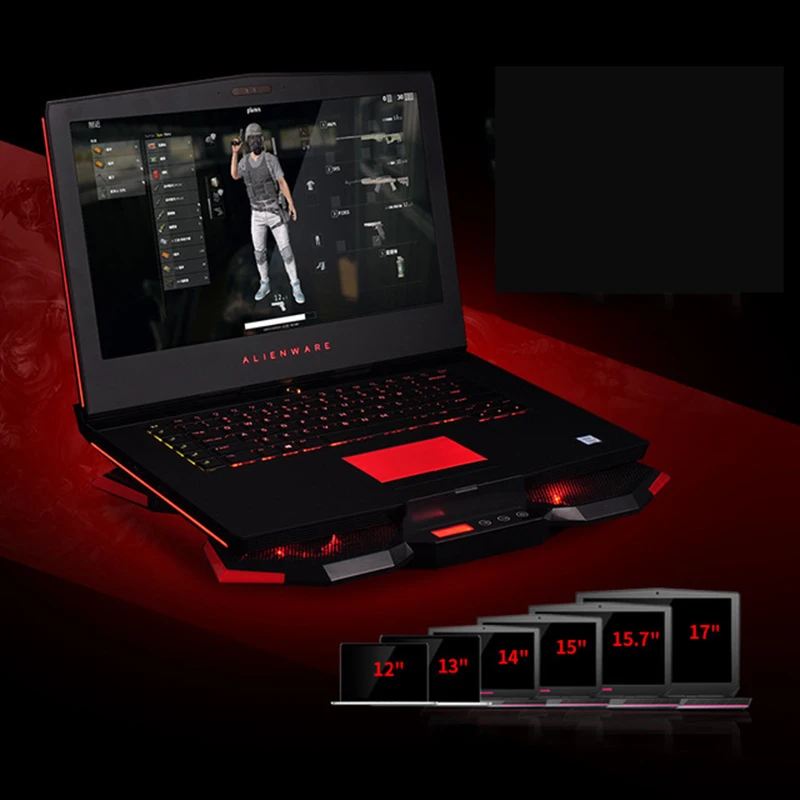 Охлаждающая подставка для ноутбука с 5 вентиляторами регулируемая macbook air/pro 12 13 14