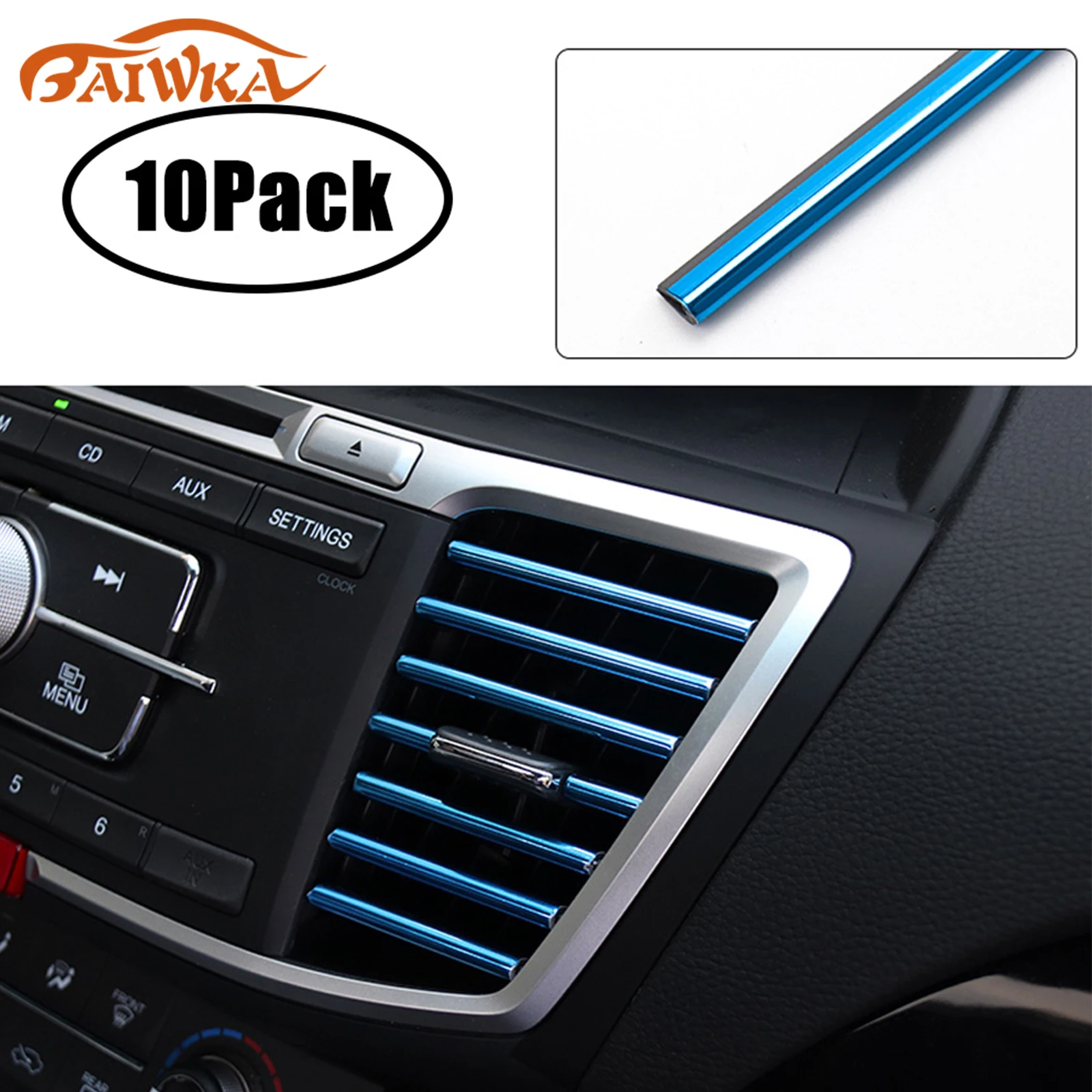 

10Pcs 20cm Universal Car Air Conditioner Outlet Decor Strip DIY Car-styling Auto Air Vent Grille Chrome Trim Strips Accessories