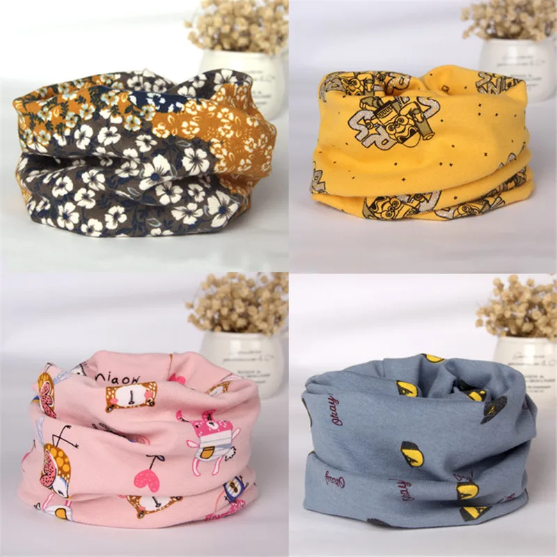 Новый детский шарф в цветочек с рисунком лисы машины волнистого оленя круглым