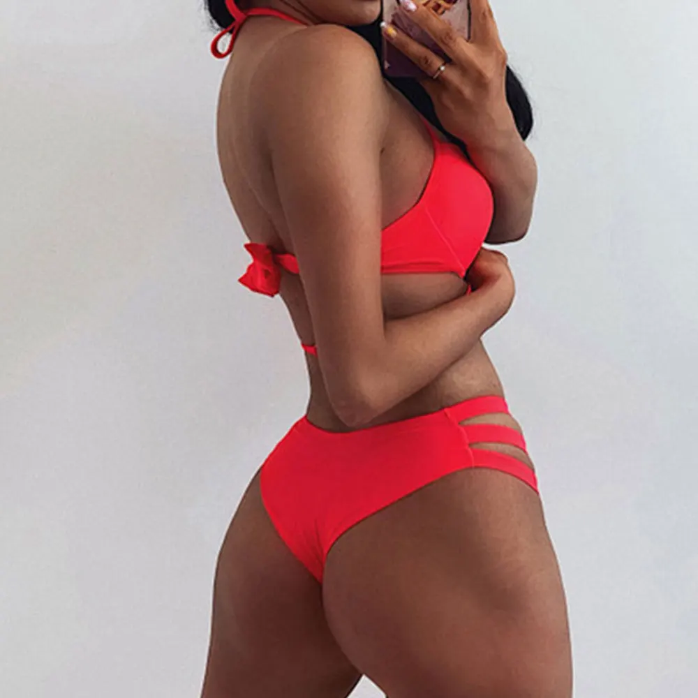 

Sexy Hollow Out Swimwear Women High Waist Bikini 2021 Mujer Swimsuit Women Biquini Female Bathing Suit Swimming Suit