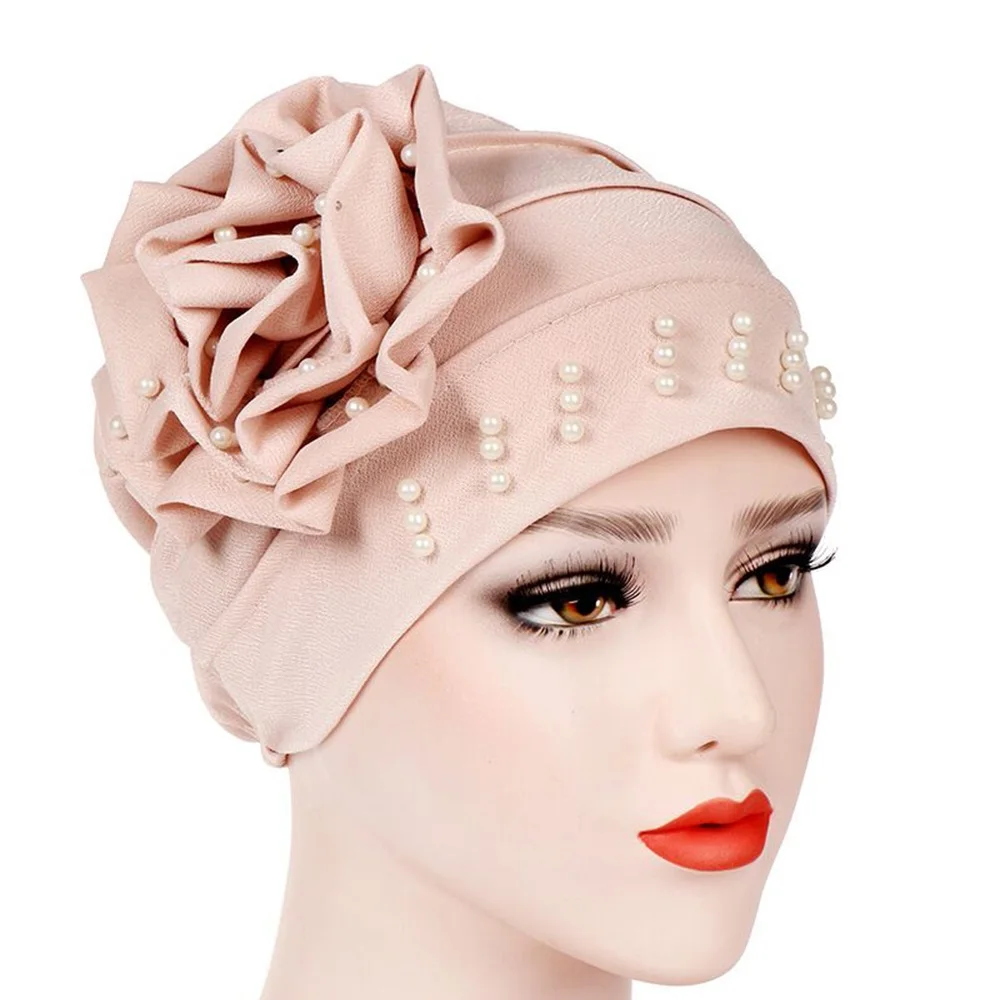 

Muslim Fashion Big Flower Turban Caps For Women Headscarf Bonnet Indian Hat Islamic Hijab