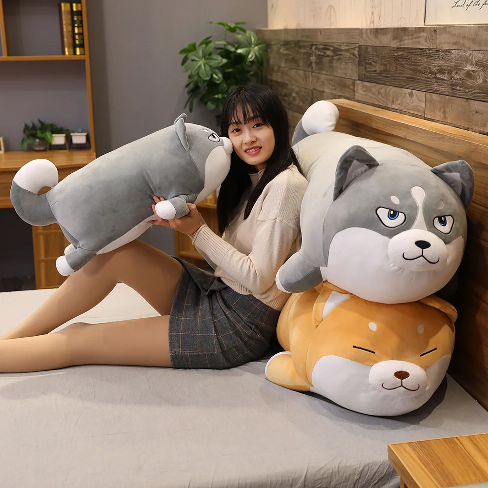 

Плюшевые игрушки, Симпатичные Сиба-ину и хаски, 32-100 см, кавайная Спящая собака, мягкая подушка, мягкая подушка в виде животных, куклы-щенки ми...