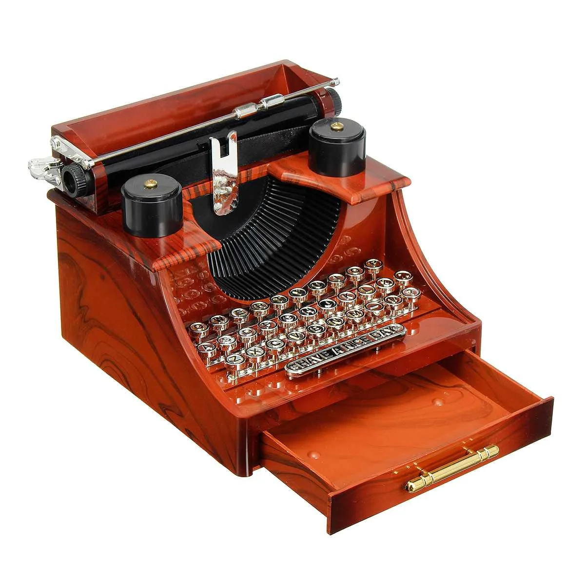 Retro Typewriter Classic Rotating Music Box Sewing Machine Phonograph Jewelry Music Box