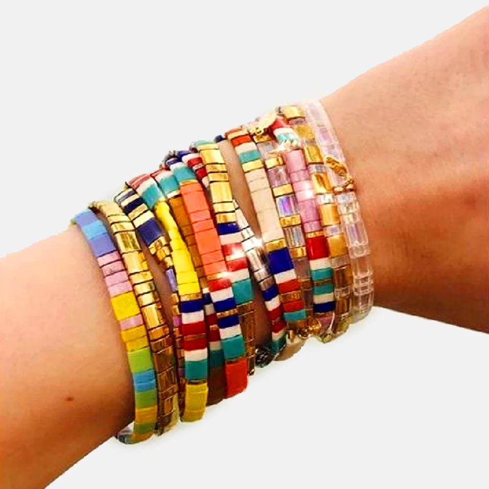 Go2boho MIYUKI браслет Радуга Тила бусины браслеты Pulseira Mujer женские ювелирные изделия Красочные богемные летние пляжные ручной работы