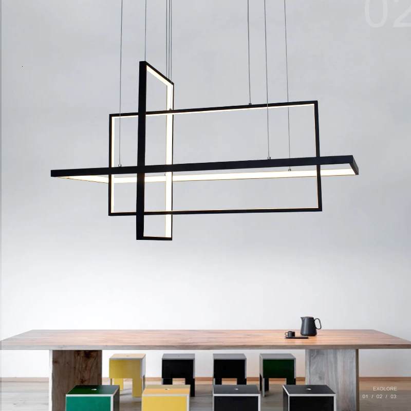 Креативная Современная квадратная Люстра Столовая Спальня