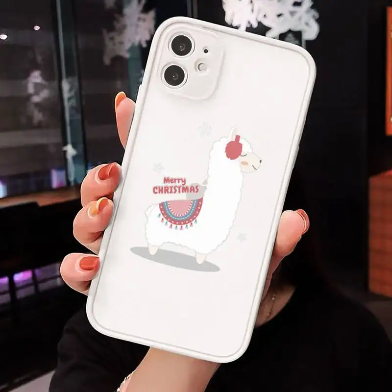 

Alpaca Phone Case For iPhone 12 11 Mini Pro XR XS Max 7 8 Plus X Matte transparent White Back Cover