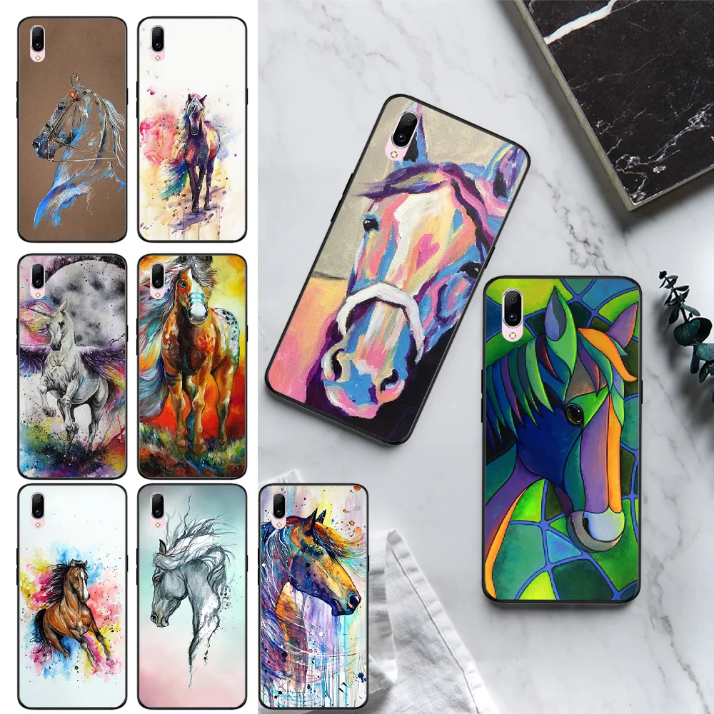 BaweiTE акварель лошадей милый мягкий черный чехол для телефона VIVO Y97 95 85 83 81 79 75 71 Y91 U1