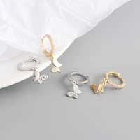 meyrroyu sterling silver different design butterfly micro inlaid zircon pendant hoop earrings female romantic ear jewelry gifts