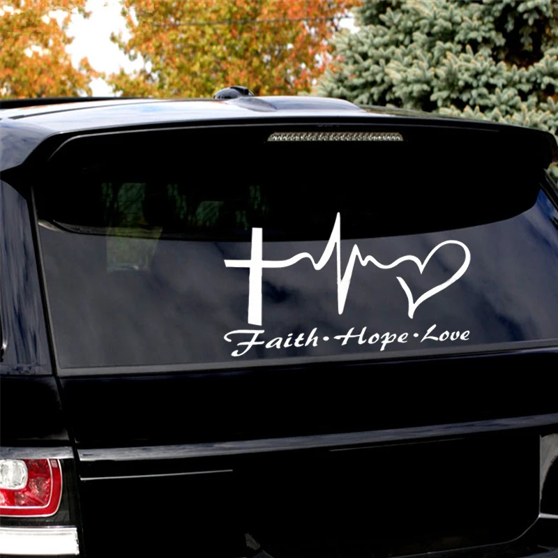 Автомобильный стикер Вера Надежда Любовь виниловый мультяшный Иисус