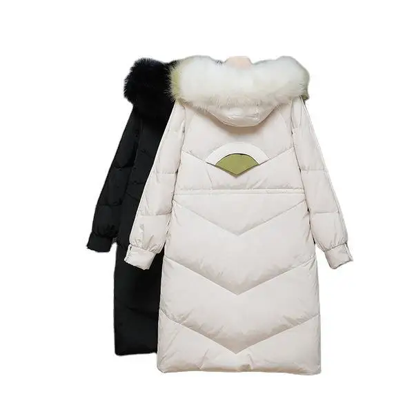 

2020 Quality winter temperament Korean women's large haircollar hooded slim fitting cotton padded down jacket