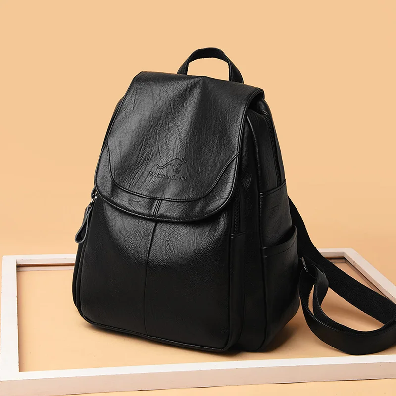 

Fashion Durabe PU Leather Women Backpack High Quality Waterproof Travel Backpack Casual Large Capacity Female Cover Backpack SAC