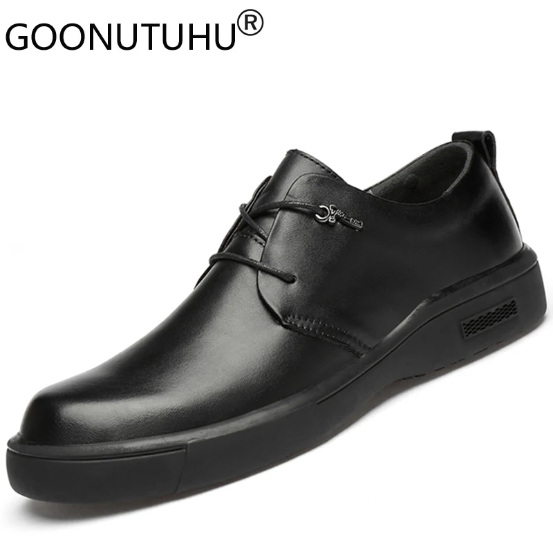 2021 Style Fashion Men's Shoes Casual Genuine Leather Male Classic Black Lace Up Shoe Man Nice Platform Shoes For Men Size 37-45