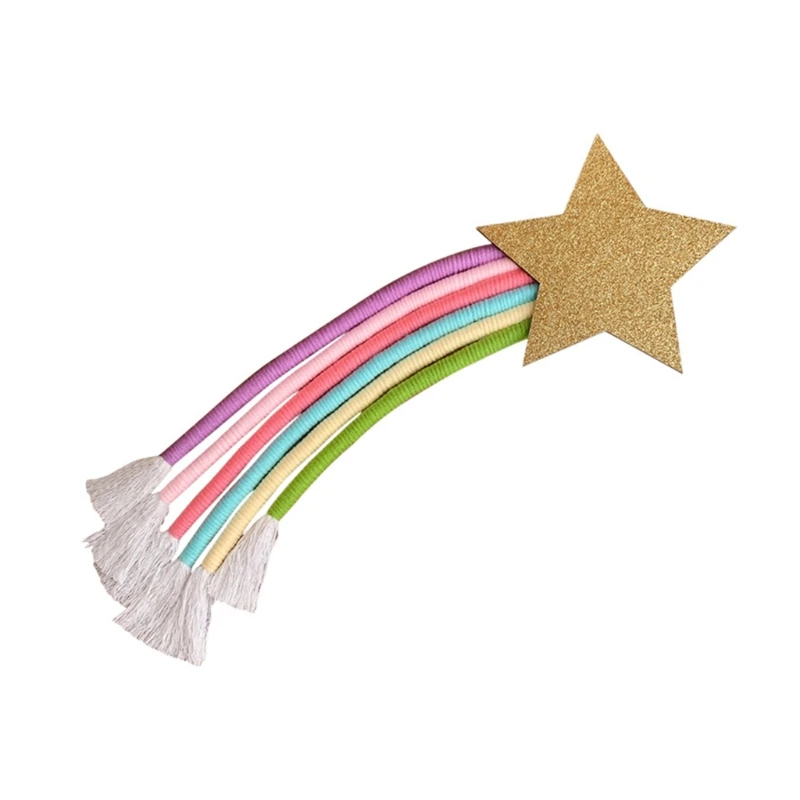 

Nordic Hand-woven Macrame Lucky Star Rainbow Tapestry Christmas Hanging Decor U50F