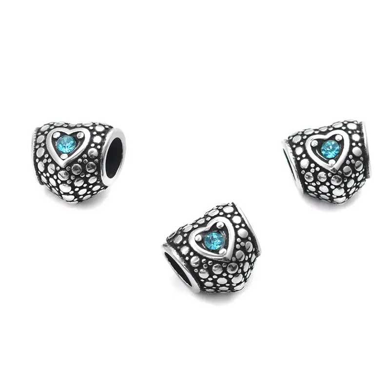 Новые бусины из нержавеющей стали 304 в форме сердца со стразами для изготовления
