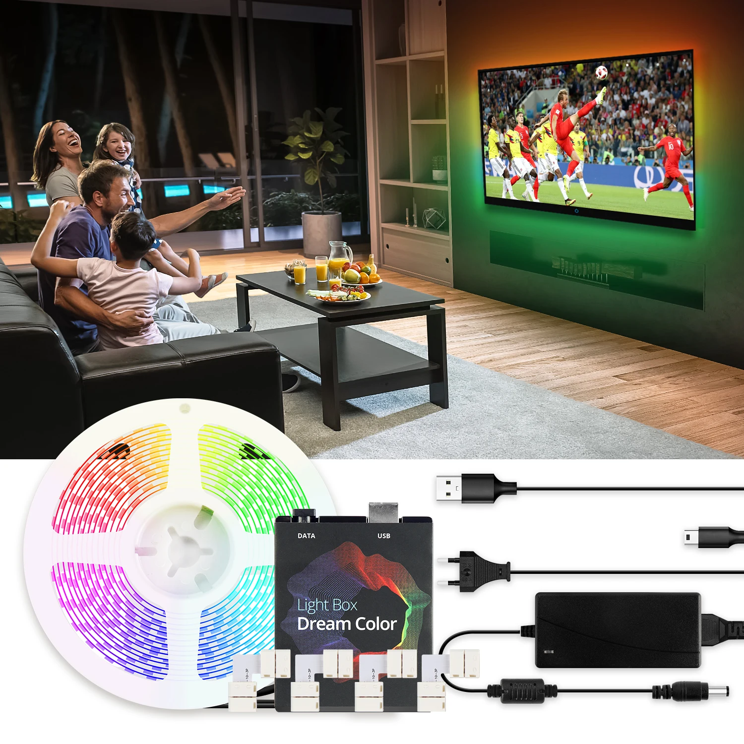 Светодиодная лента WS2812b RGB с разъемом для подсветильник Ки экрана телевизора Android