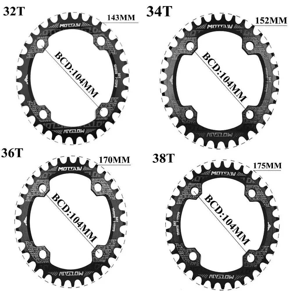 

Bicycle Crank 104BCD 32t / 34t / 36t / 38t Oval Chain Link Narrow Wide MTB Bicycle Sprocket Ring Crank Vice Disc Bicycle Parts