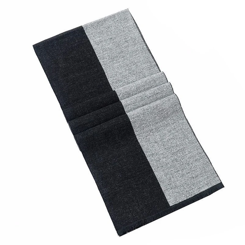 Мужской шарф модный однотонный черный серый простой Осень-зима шарфы для мужчин
