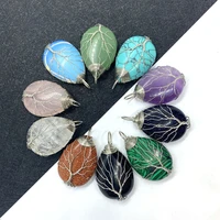 natural stone lapis lazuli drop shaped pendant winding peace tree fashion jewelry for diy necklace bracelet accessories 45x25mm