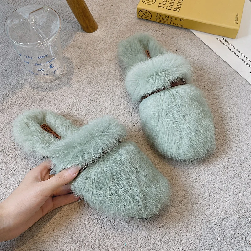 

Мюли женские из флока, Повседневные тапочки, лоферы на платформе, низкие сланцы, Мягкие Шлепанцы с закрытым носком, роскошная обувь на плоск...