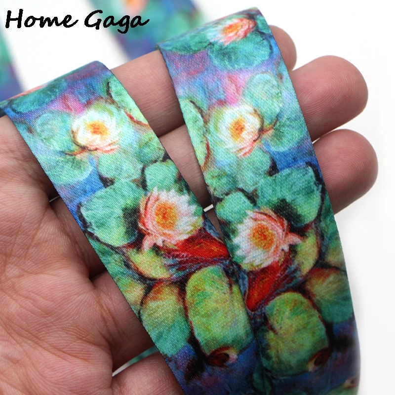 

20pcs/lot Homegaga Water Lilies Lanyards for Keys Whistle Camera Security Badges Cool Phone Neck Strap ID Badge Holders D2789