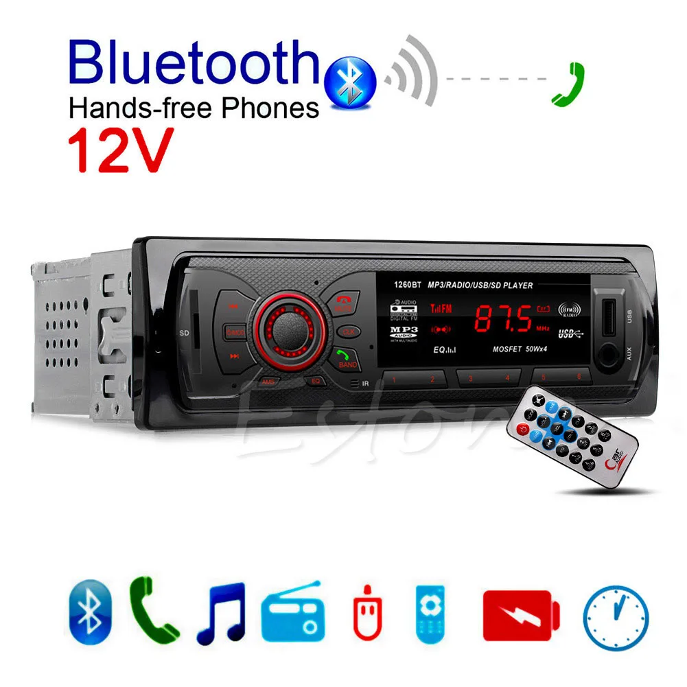 

Car Bluetooth Stereo Music Player Hands-free Phone MP3/FM/SD/AUX Radio 12V G99F