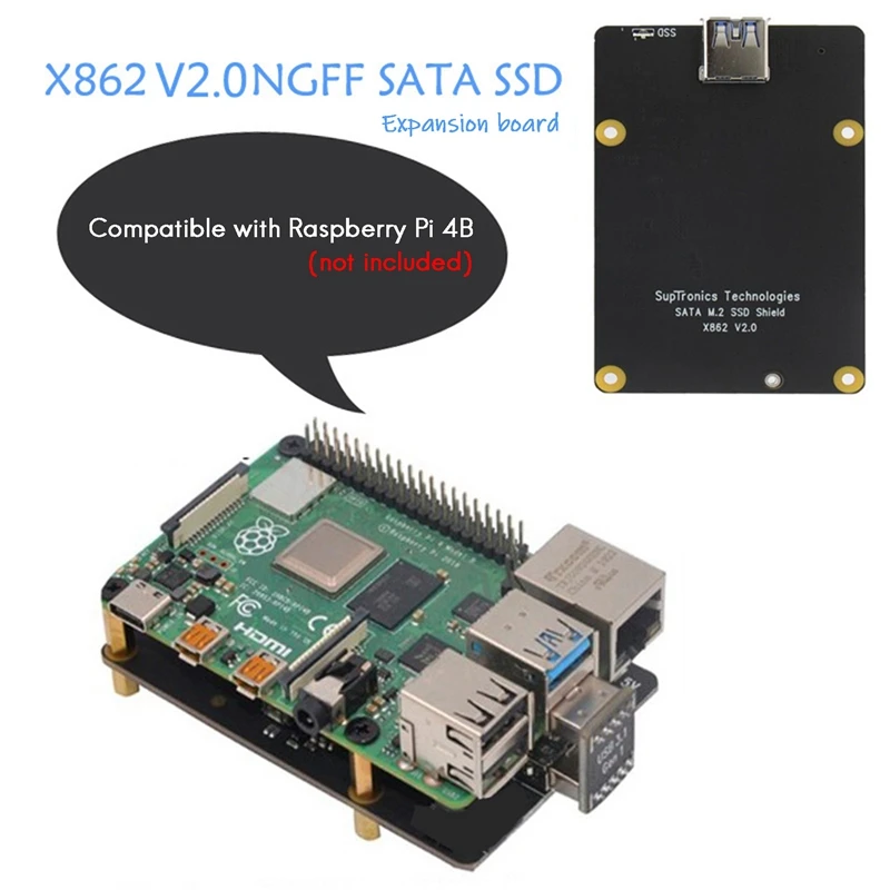 

X862 Expansion Board Supports M.2 NGFF with X735 Power Management & Cooling Board for Raspberry Pi 4B