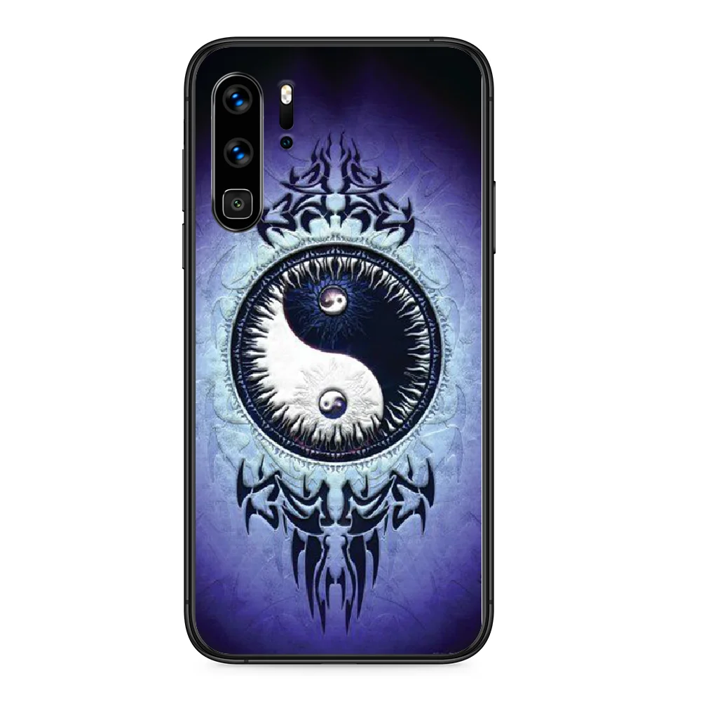 Yin Yang чехол для телефона с принтом граффити рыбы Huawei P 9 Smart 10 20 30 40 8 Lite Mini Z 2019 Pro black