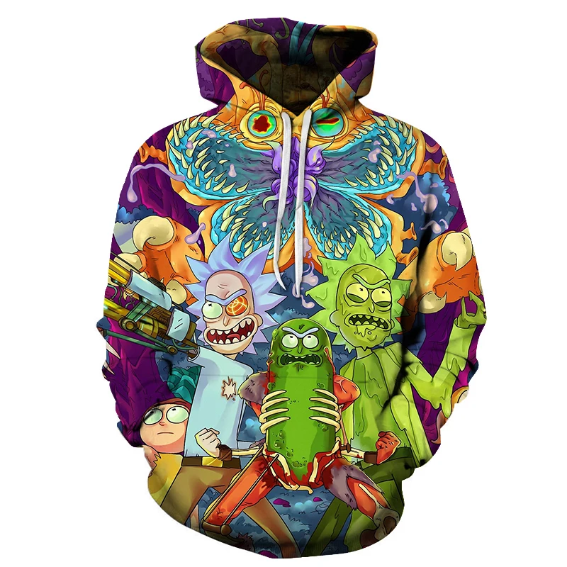 

New Fashion 3D Hoodie Cute Rick Print Pullover Sweatshirt European and American style street hipster loose hoodie Casual hoodie