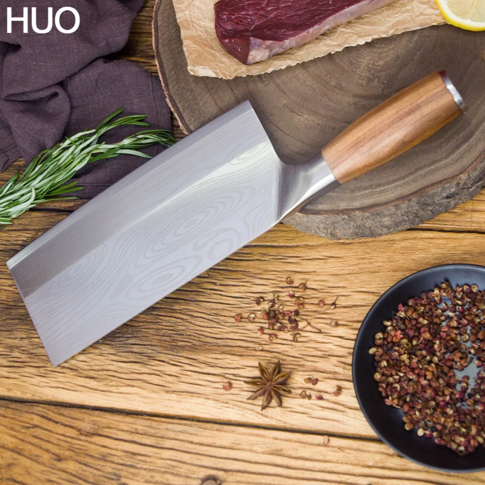 Китайский кухонный нож 4Cr13 Высокоуглеродистый мясника прочный шеф для нарезки