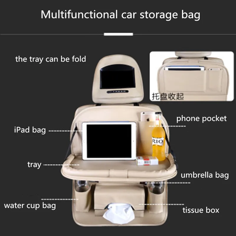 50*65CM Car Backseat Storage Bag Organizer Multi-Pocket Table Tray Pad Phone Cup Tissue Drink Umbrella Holder Box Foldable Shelf |