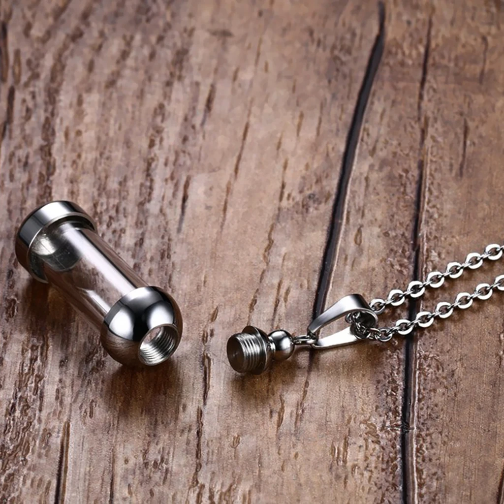 

5Pcs Tube Glass Bottle Urn Vial Charms Pendant Necklace Chain Gift