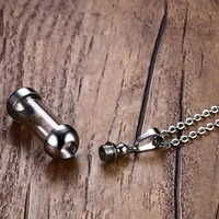 5pcs tube glass bottle urn vial charms pendant necklace chain gift