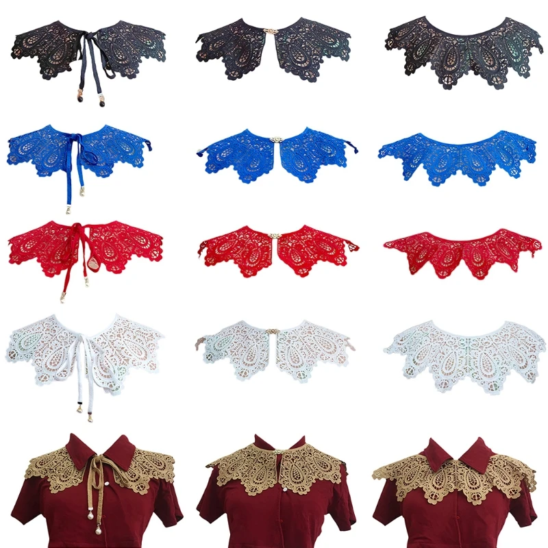 

Women's all-match lace hollow embroidered short shawl false collar M5TE