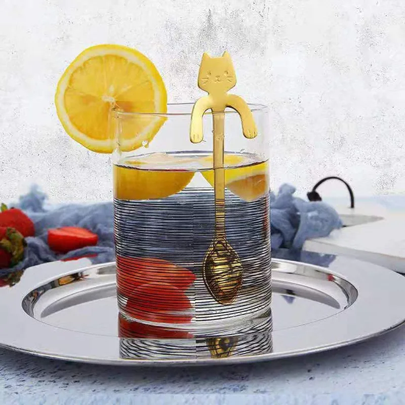 Ложка в виде кошки 1 шт. подвесная чашка из нержавеющей стали чайные ложки ложка