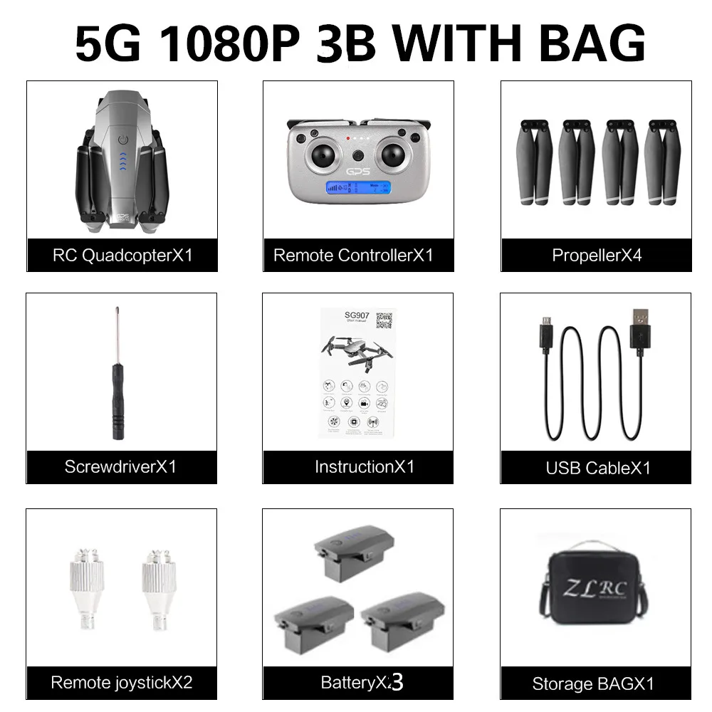 5G 1080P 3B with bag SG907/SG901 gps Дрон с 4K HD двойной камерой Широкий угол 5G wifi FPV RC Квадрокоптер складной Дрон Профессиональный gps следуй за мной - Цвет: 5G 1080P 3B with bag