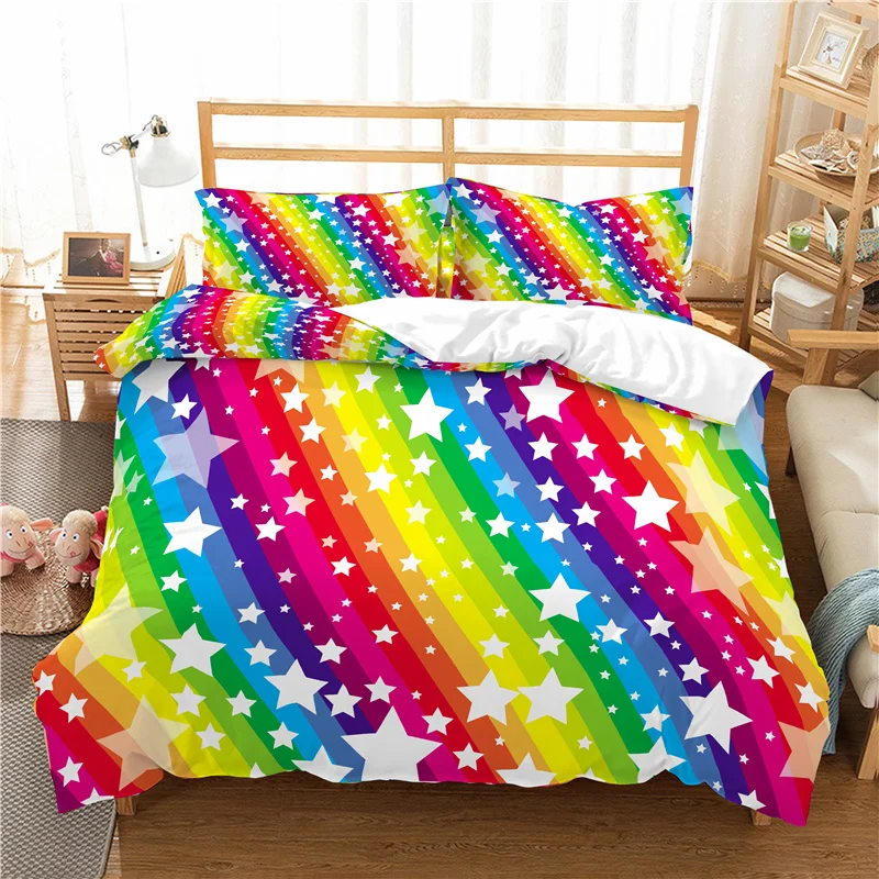 Домашний текстиль Роскошные 3D с принтом радуги 2/3 шт. удобные постельного белья