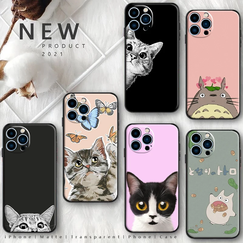 

Cat Cute Animation Fun Phone Case For iPhone 6 7 8 12 11 13 11Pro 12mini XR XS 12Pro MAX SE 2020 13 Pro Cartoon Soft TPU Funda
