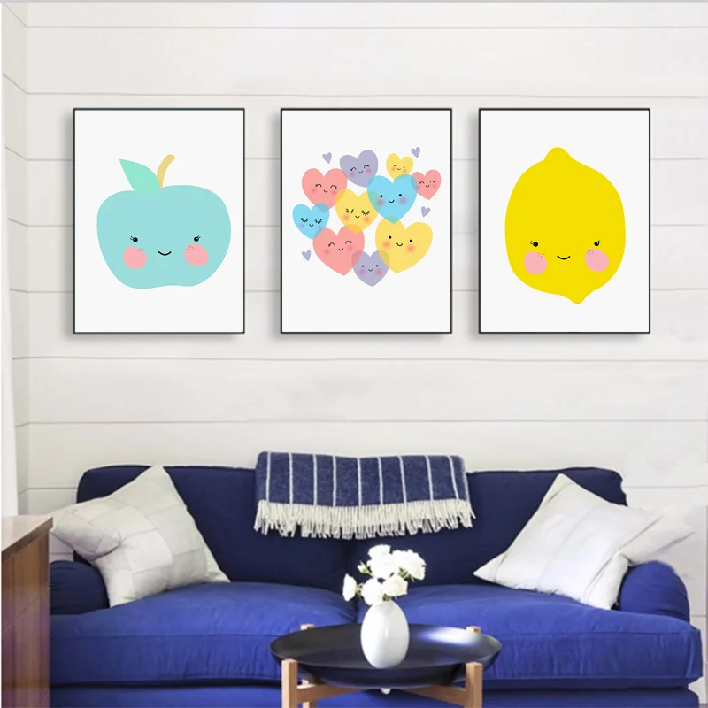 Картина на холсте с изображением яблока и лимона постеры принты настенные