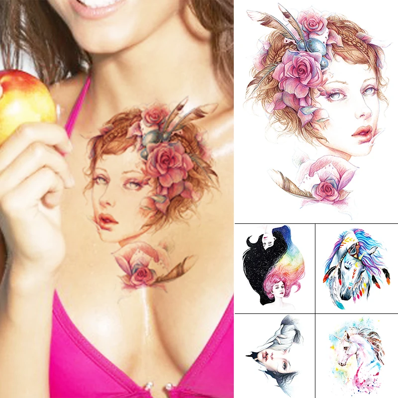 

Waterproof Temporary Tattoo Sticker Flash Tattoos Peony Flowers Beauty Body Art Arm Fake Tatoo Women Men
