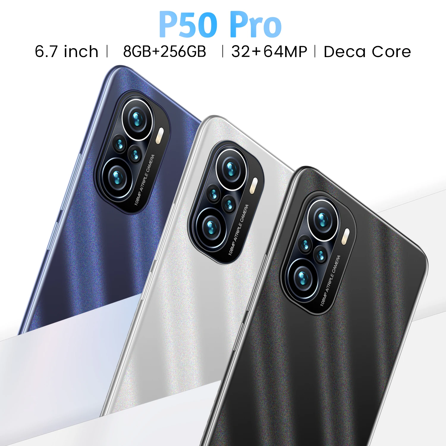 

Hot Sale P50 Pro 6.7 Inch Full Screen Fingerprint ID 8+256GB 32+64MP 5G Smartphones 6000mAh Andriod 11 Celular MTK6889+ Global