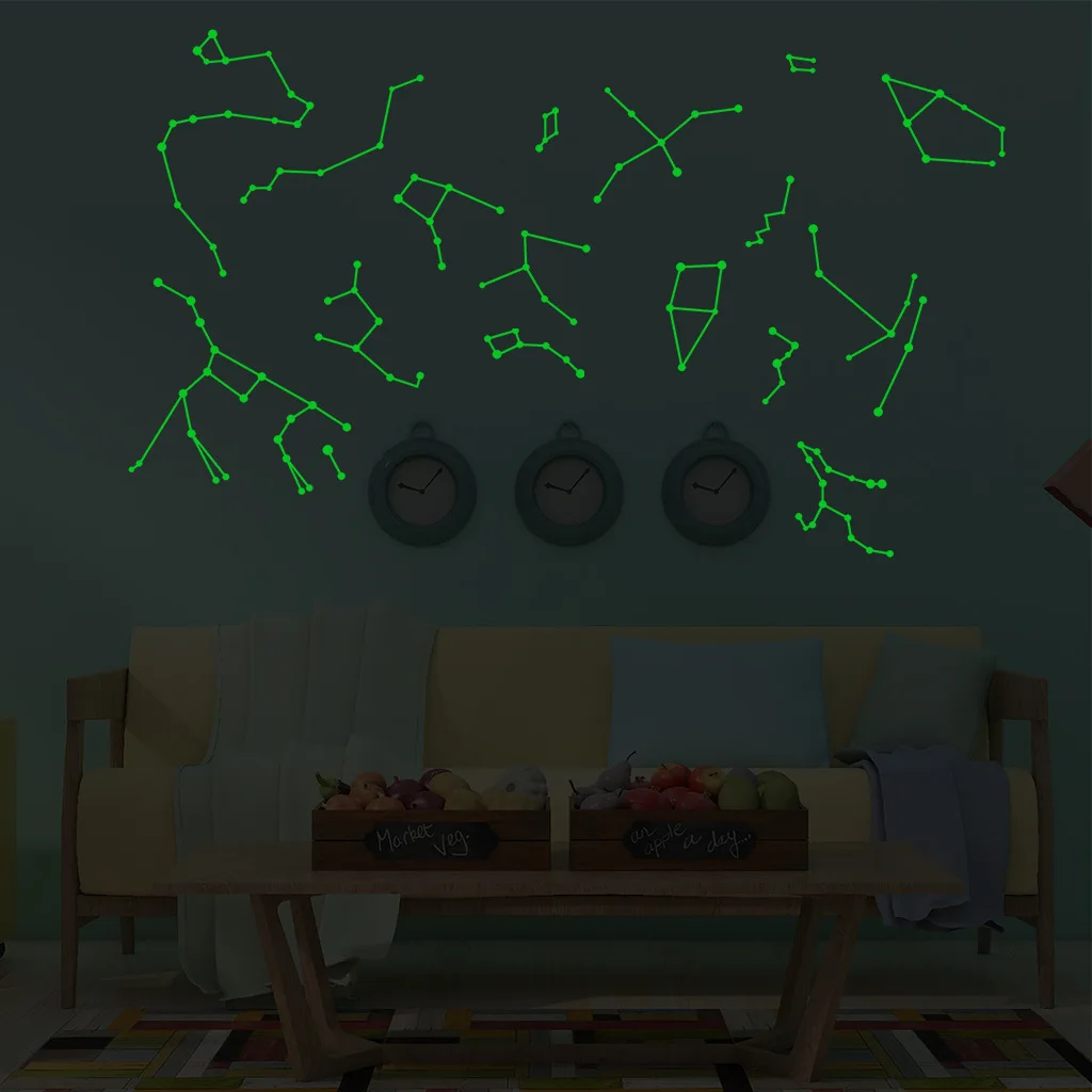 

Creative DIY 12 Constellation Pattern Night Light Stickers Fluorescent Flat Wall Stickers Room Beautification Home Decoration