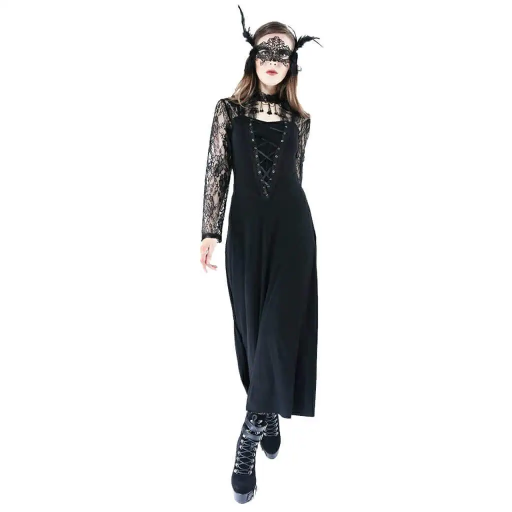 Darkinlove женское винтажное готическое кружевное длинное платье кружевные рукава