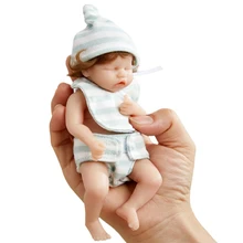 6inch 15cm Mini Reborns Doll Baby Girl Doll Full Body Silicone Realistic Artificial Soft Toy with Rooted Hair Dropshipping